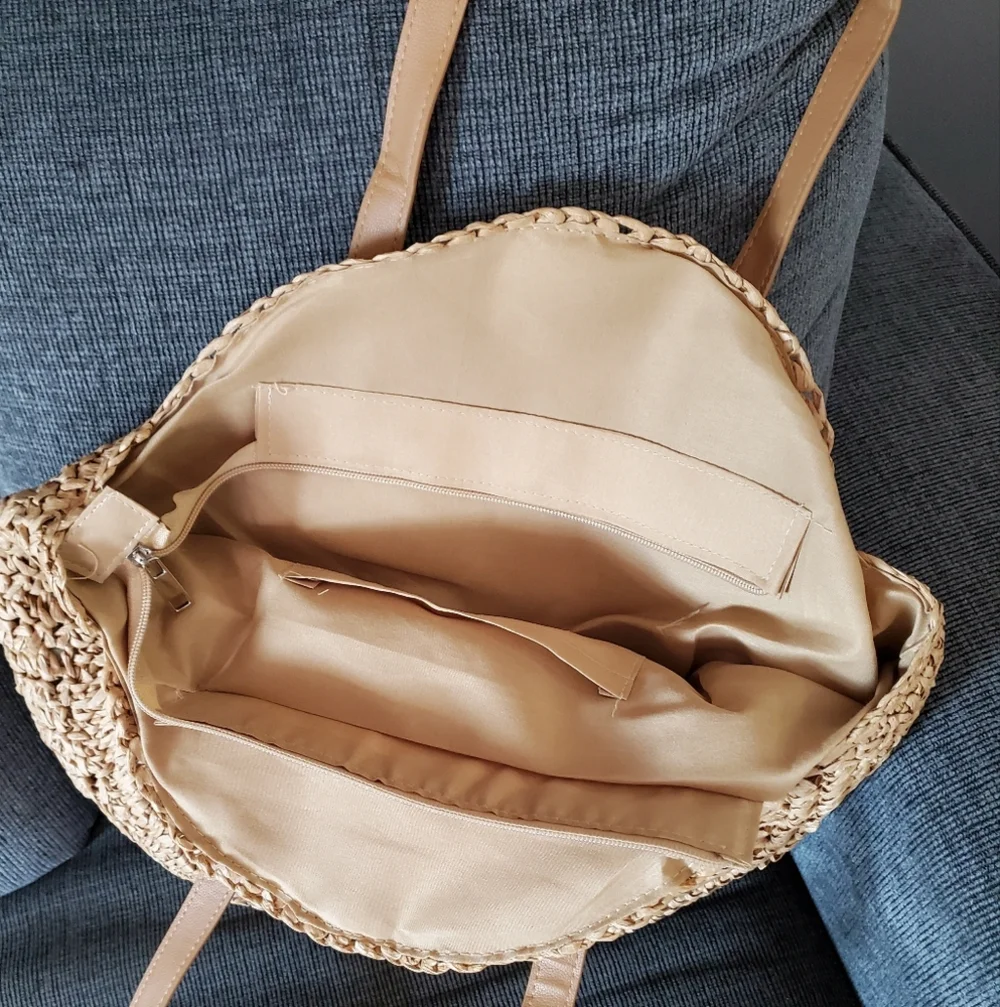 Straw Woven Tote Bag Double Handle